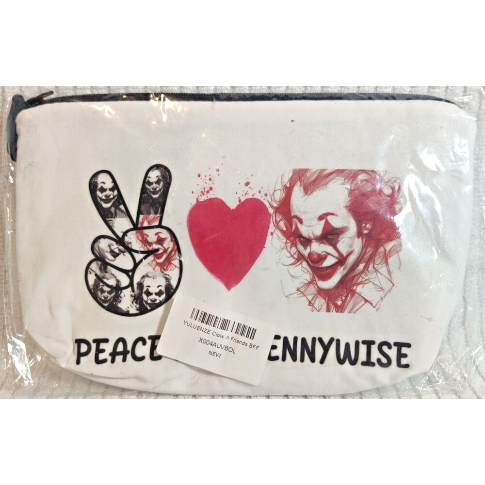 Peace Love Pennywise 9x8in Canvas Pencil/make Up Bag - Graphic Accessory Bag NEW